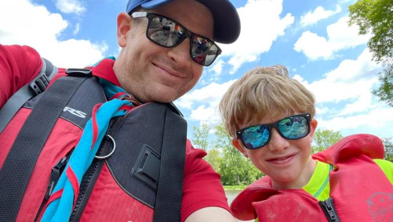Dr. Wilson and his son Bradley were protecting their eyes while rafting on the G…